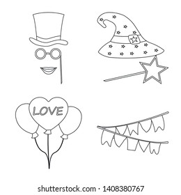 Vector illustration of party and birthday icon. Set of party and celebration stock symbol for web.