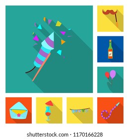 Vector illustration of party and birthday logo. Set of party and celebration vector icon for stock.