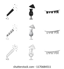 Vector illustration of party and birthday logo. Set of party and celebration vector icon for stock.