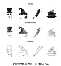 Vector illustration of party and birthday logo. Collection of party and celebration vector icon for stock.