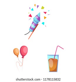 Vector illustration of party and birthday logo. Set of party and celebration stock symbol for web.