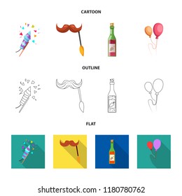 Vector illustration of party and birthday logo. Collection of party and celebration vector icon for stock.