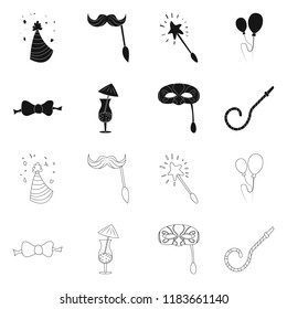 Vector illustration of party and birthday logo. Collection of party and celebration vector icon for stock.