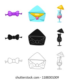 Vector illustration of party and birthday logo. Set of party and celebration vector icon for stock.