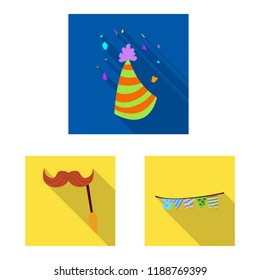 Vector illustration of party and birthday logo. Collection of party and celebration vector icon for stock.