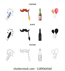 Vector illustration of party and birthday logo. Collection of party and celebration stock symbol for web.