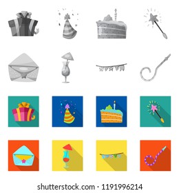 Vector illustration of party and birthday logo. Set of party and celebration stock vector illustration.
