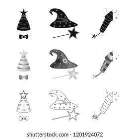 Vector illustration of party and birthday logo. Collection of party and celebration stock vector illustration.