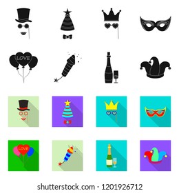 Vector illustration of party and birthday logo. Set of party and celebration vector icon for stock.