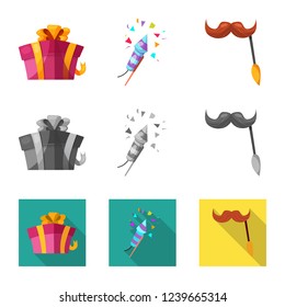 Vector illustration of party and birthday logo. Collection of party and celebration stock symbol for web.