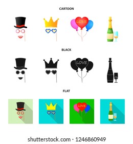 Vector illustration of party and birthday logo. Collection of party and celebration vector icon for stock.
