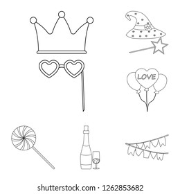 Vector illustration of party and birthday logo. Set of party and celebration stock symbol for web.