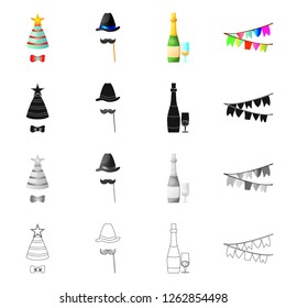 Vector illustration of party and birthday logo. Collection of party and celebration stock symbol for web.