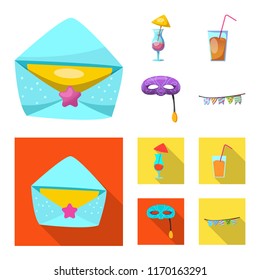 Vector illustration of party and birthday sign. Collection of party and celebration stock symbol for web.