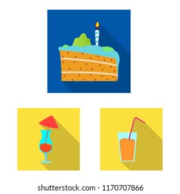 Vector illustration of party and birthday sign. Set of party and celebration vector icon for stock.