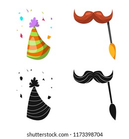 Vector illustration of party and birthday sign. Collection of party and celebration stock vector illustration.
