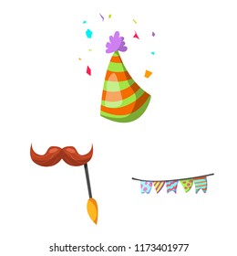 Vector illustration of party and birthday sign. Collection of party and celebration stock symbol for web.