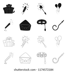 Vector illustration of party and birthday sign. Set of party and celebration stock vector illustration.