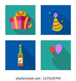 Vector illustration of party and birthday sign. Collection of party and celebration vector icon for stock.