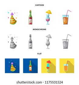 Vector illustration of party and birthday sign. Set of party and celebration stock symbol for web.