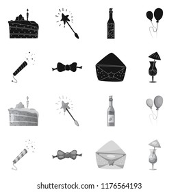 Vector illustration of party and birthday sign. Collection of party and celebration vector icon for stock.