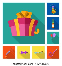 Vector illustration of party and birthday sign. Set of party and celebration vector icon for stock.