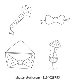 Vector illustration of party and birthday sign. Set of party and celebration stock symbol for web.