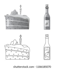 Vector illustration of party and birthday sign. Set of party and celebration vector icon for stock.
