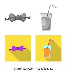 Vector illustration of party and birthday sign. Set of party and celebration vector icon for stock.