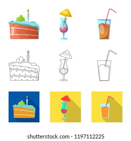 Vector illustration of party and birthday sign. Set of party and celebration stock symbol for web.