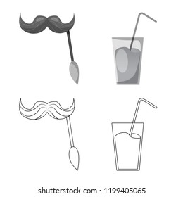 Vector illustration of party and birthday sign. Set of party and celebration vector icon for stock.