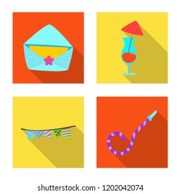 Vector illustration of party and birthday sign. Collection of party and celebration vector icon for stock.