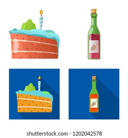 Vector illustration of party and birthday sign. Collection of party and celebration vector icon for stock.