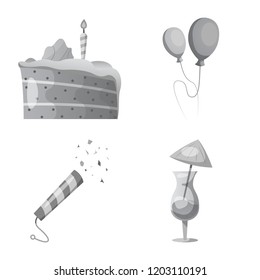 Vector illustration of party and birthday sign. Collection of party and celebration stock symbol for web.