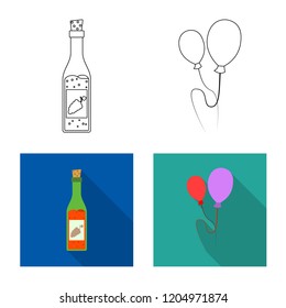 Vector illustration of party and birthday sign. Collection of party and celebration stock vector illustration.