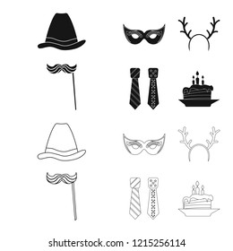 Vector illustration of party and birthday sign. Collection of party and celebration vector icon for stock.