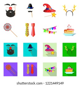 Vector illustration of party and birthday sign. Collection of party and celebration stock vector illustration.