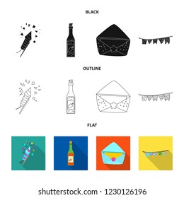 Vector illustration of party and birthday sign. Collection of party and celebration stock symbol for web.
