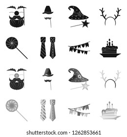 Vector illustration of party and birthday sign. Collection of party and celebration vector icon for stock.