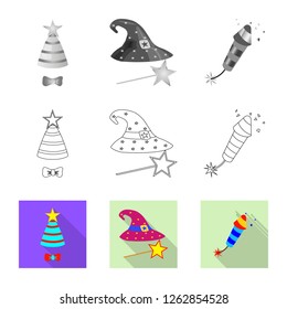 Vector illustration of party and birthday sign. Collection of party and celebration stock symbol for web.