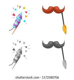 Vector illustration of party and birthday symbol. Set of party and celebration stock symbol for web.