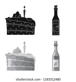 Vector illustration of party and birthday symbol. Collection of party and celebration stock symbol for web.