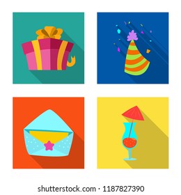 Vector illustration of party and birthday symbol. Collection of party and celebration stock symbol for web.