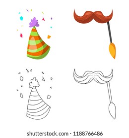 Vector illustration of party and birthday symbol. Set of party and celebration vector icon for stock.