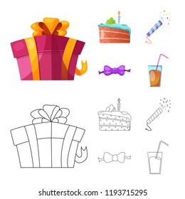 Vector illustration of party and birthday symbol. Set of party and celebration vector icon for stock.