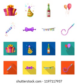 Vector illustration of party and birthday symbol. Set of party and celebration stock vector illustration.