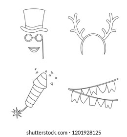 Vector illustration of party and birthday symbol. Collection of party and celebration stock symbol for web.