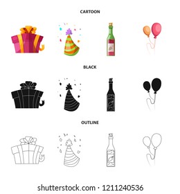 Vector illustration of party and birthday symbol. Collection of party and celebration vector icon for stock.