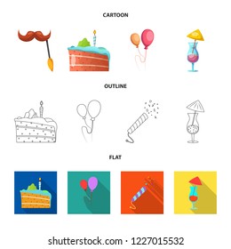 Vector illustration of party and birthday symbol. Set of party and celebration vector icon for stock.