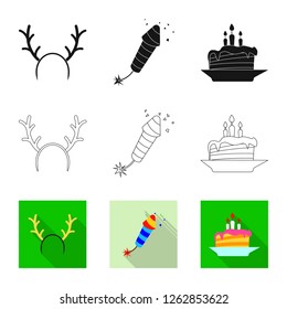 Vector illustration of party and birthday symbol. Set of party and celebration stock vector illustration.
